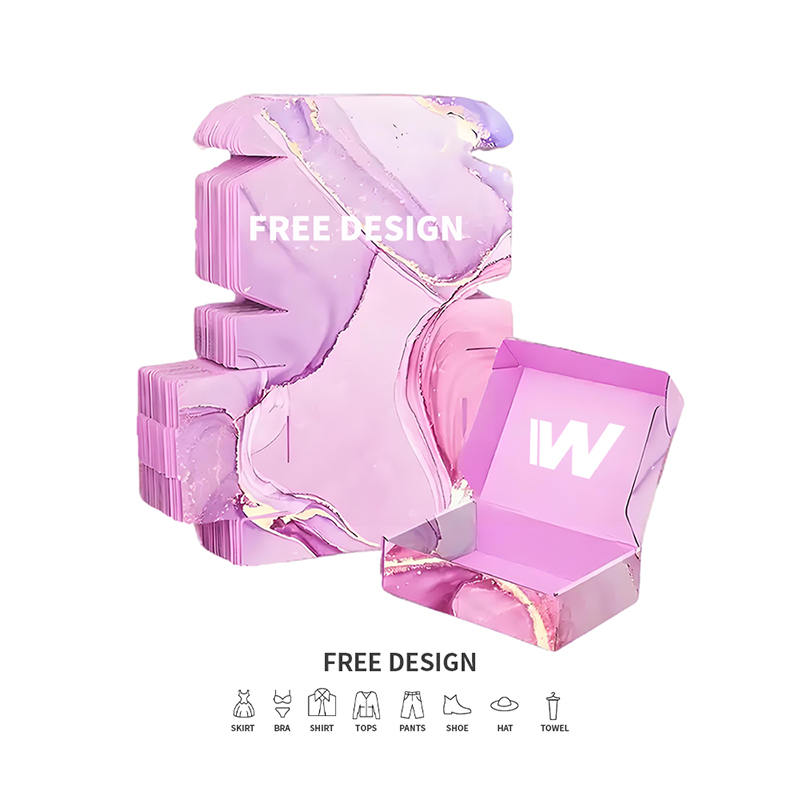 กล่องบรรจุภัณฑ์เสื้อผ้าลูกฟูกหินอ่อนสีม่วง