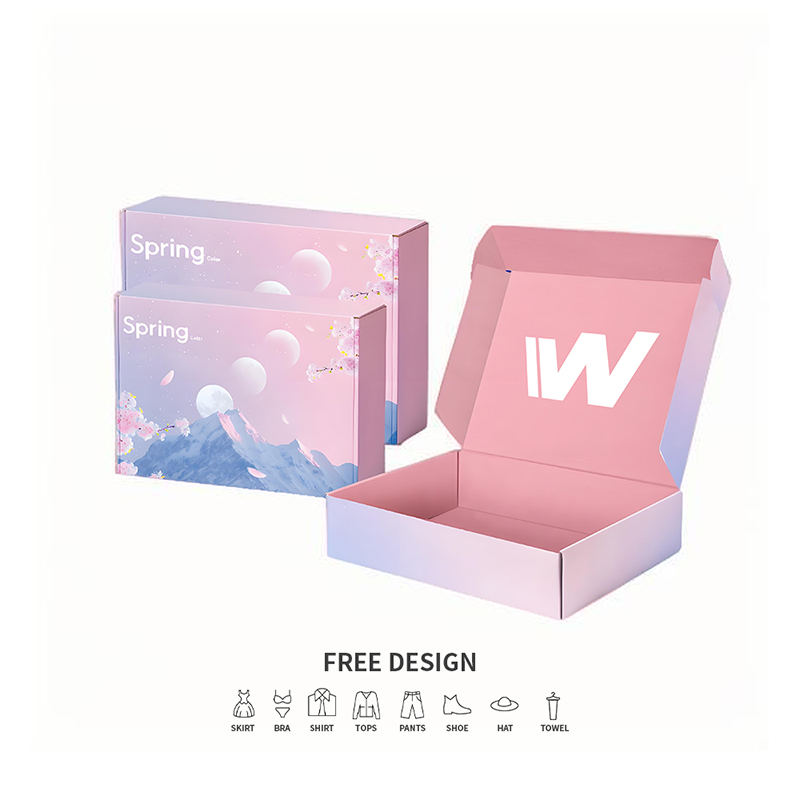 กล่องบรรจุภัณฑ์เสื้อผ้าลูกฟูกไล่ระดับสีพาสเทล