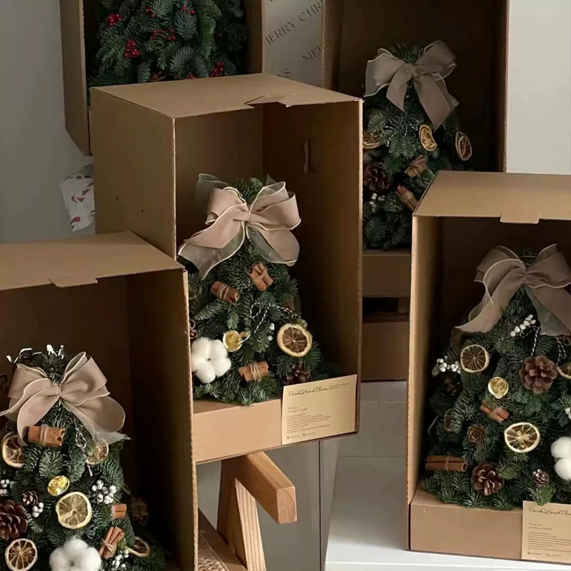 กล่องของขวัญดอกไม้ลูกฟูกสีน้ำตาลสม่ำเสมอ